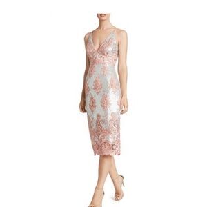 Dress the Population Pink and Silver Midi Dress